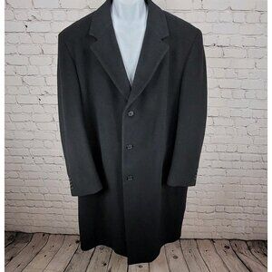 Jos A Bank Black Wool & Cashmere Buttoned Lined Inner Pockets Coat Size 44L